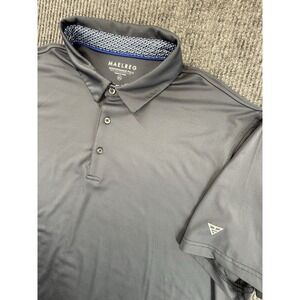 Maelreg Polo Men XXL Gray Solid‎ Shirt Logo Stretch Athleisure Performance Golf